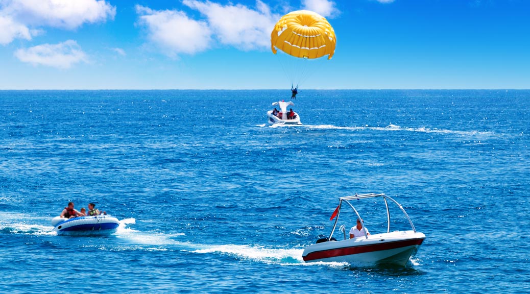 People having fun on speed boat